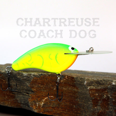 Old School Balsa Baits Wesley Strader Series W3 in Chartreuse Coach Dog
